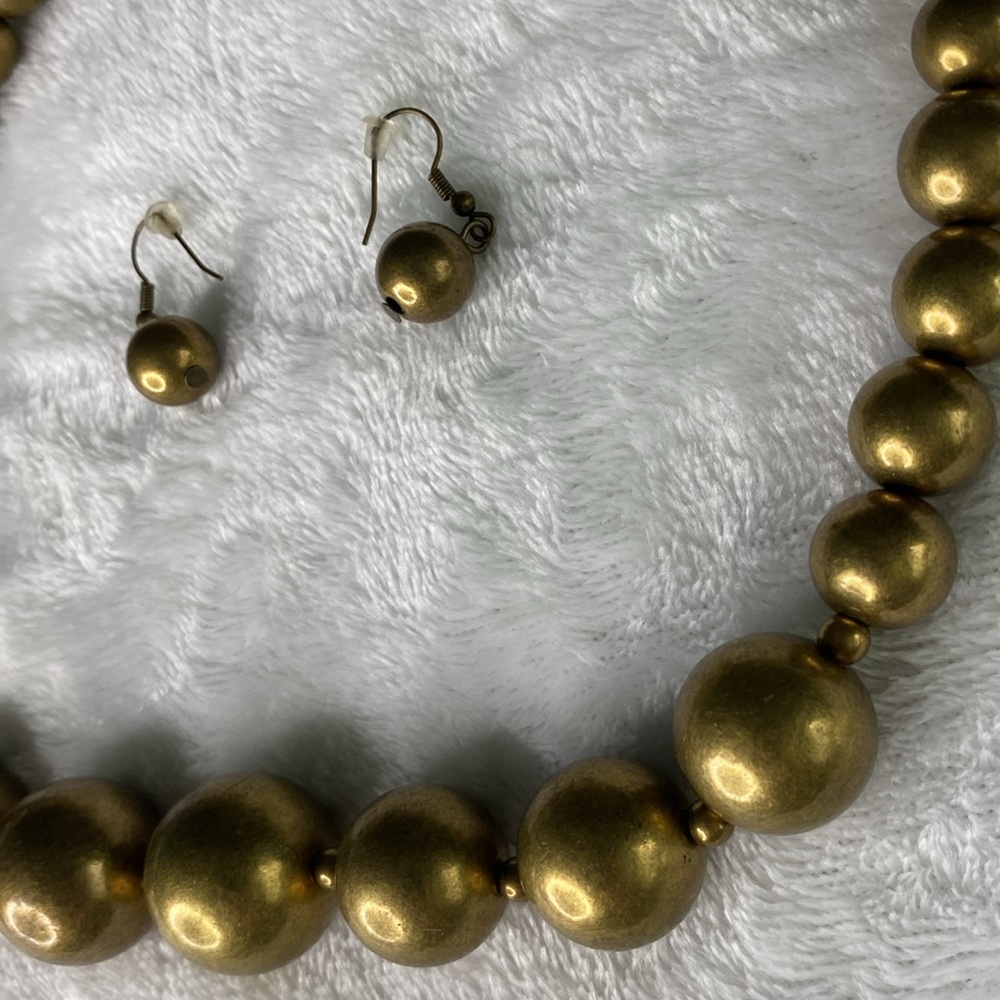 Bronze pearls / marbles spherical earrings - Picture 6 of 8